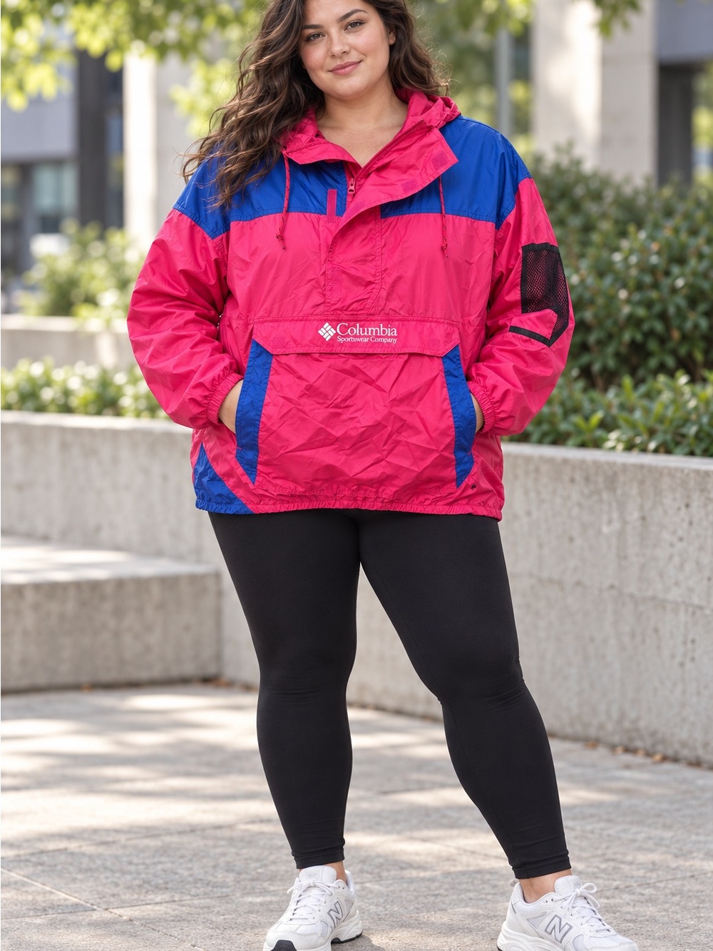 Vintage 90s Columbia Colorblock Anorak Windbreaker XL Pink Blue Gorpcore